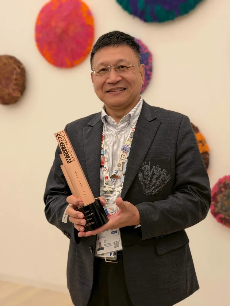 TECH WORLD館以創新展演與互動設計榮獲國際肯定，成功入圍「世界博覽會奧林匹克評選」四大獎項。圖為TECH WORLD館館長邱揮立。貿協提供