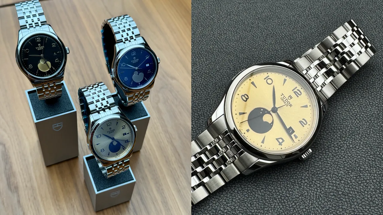 TUDOR 1926 Luna(帝舵1926月相款),各8万5000元。张家玲摄