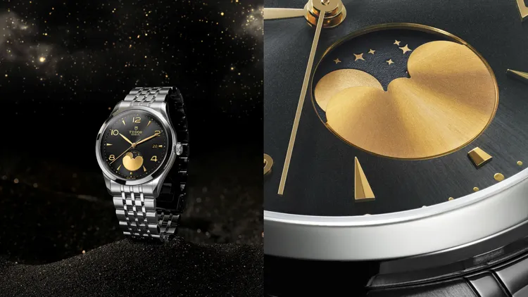 TUDOR 1926 Luna（帝舵1926月相款），39mm，磨光鋼錶殼，圓拱形黑色錶面，飾以太陽放射紋，鋼錶帶，帝舵表自動上鍊機芯 T607-9型，防水深度100米，8萬5000元。品牌提供