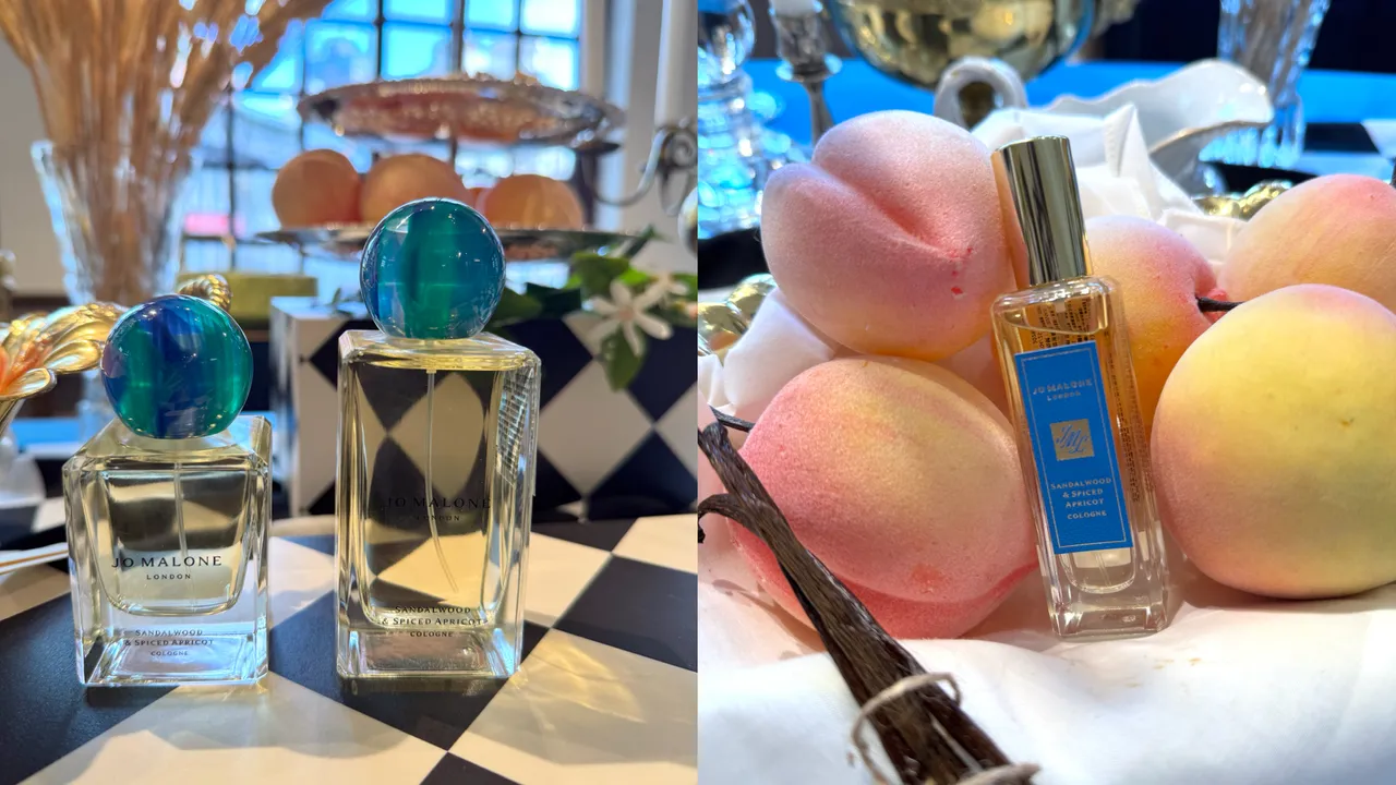 Jo Malone秋冬限定派对系列檀香木与蜜渍杏桃香水,30ml/3050元、50ml/4350元、100ml/6100元。张家玲摄