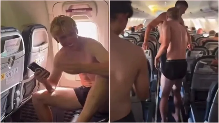 空調故障讓他們滿身大汗，最終飛機飛回機場維修，也讓這場比賽必須延後。翻攝自摩納哥足球隊推特