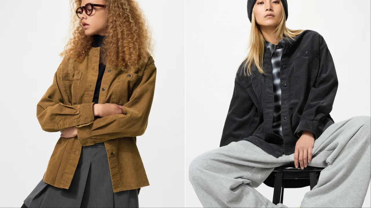UNIQLO女装灯芯绒衬衫式外套,各990元。品牌提供