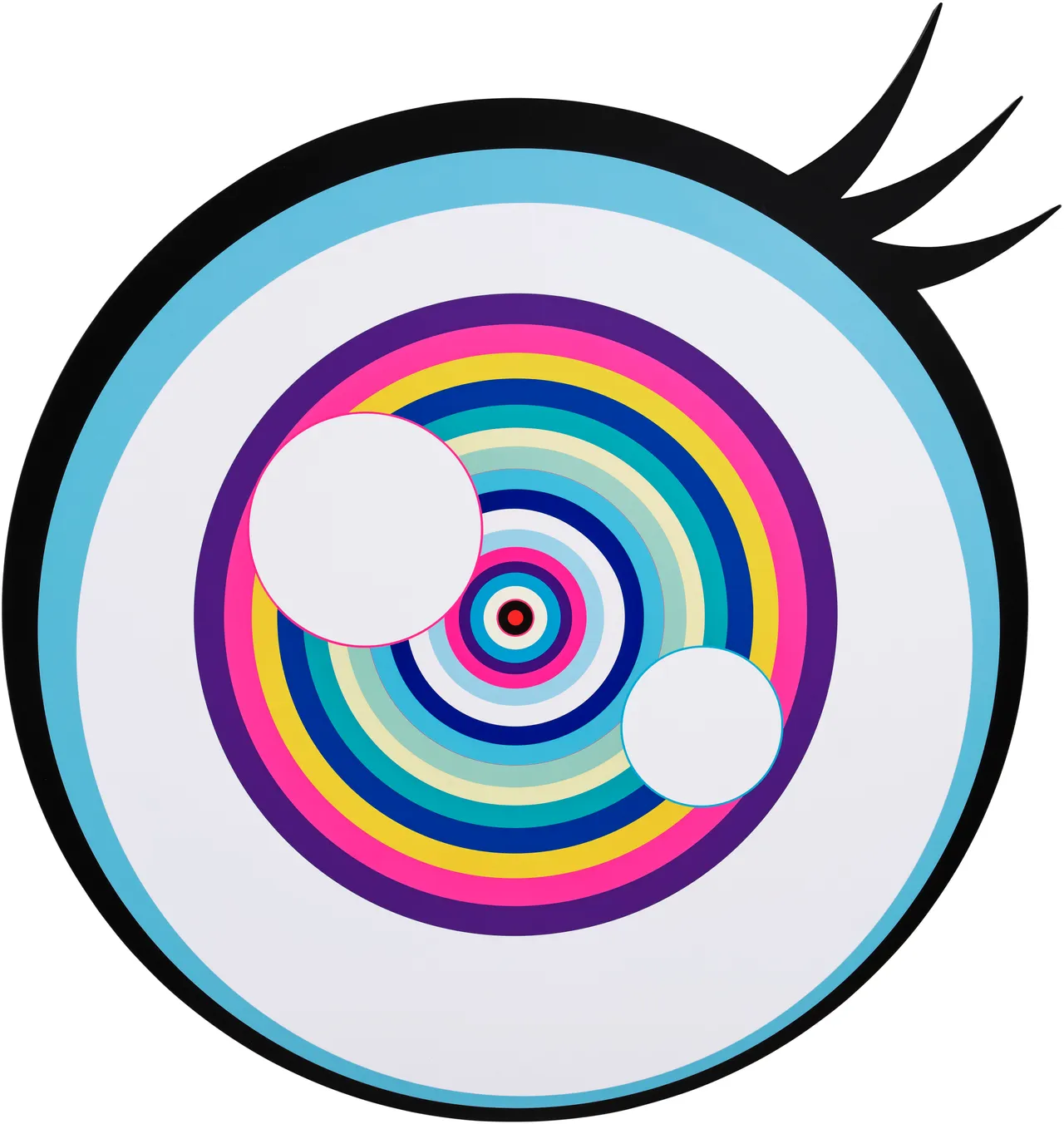 村上隆《我凝視著你的眼》，2020年作，壓克力畫布，直徑150公分，估價350萬至550萬港元。