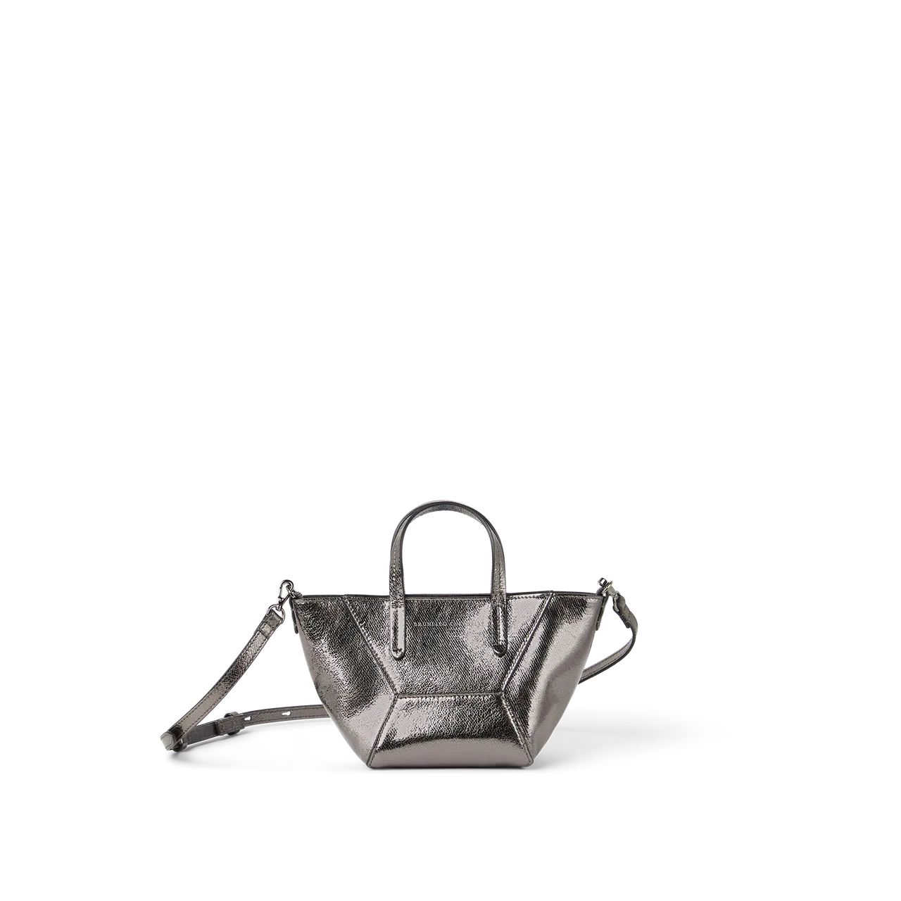 Brunello Cucinelli金屬銀DUO BAG迷你提包9萬1800元。品牌提供