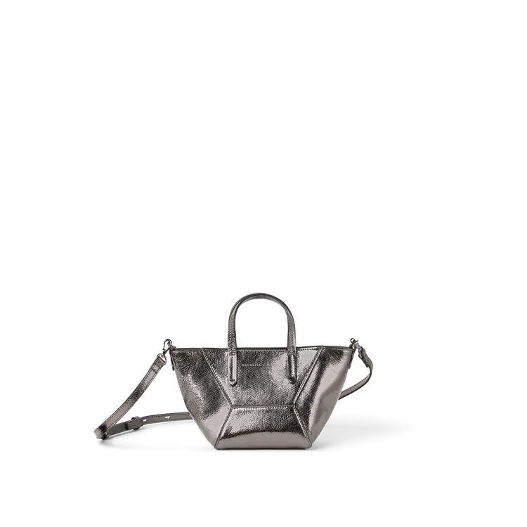 Brunello Cucinelli金屬銀DUO BAG迷你提包9萬1800元。品牌提供