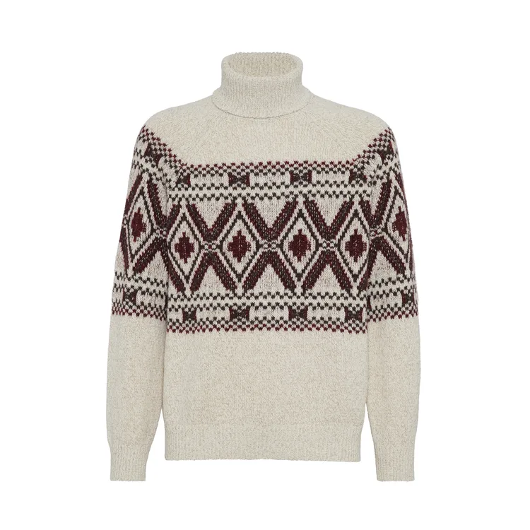 Brunello Cucinelli米白幾何緹花羊毛針織毛衣，13萬4000元。品牌提供