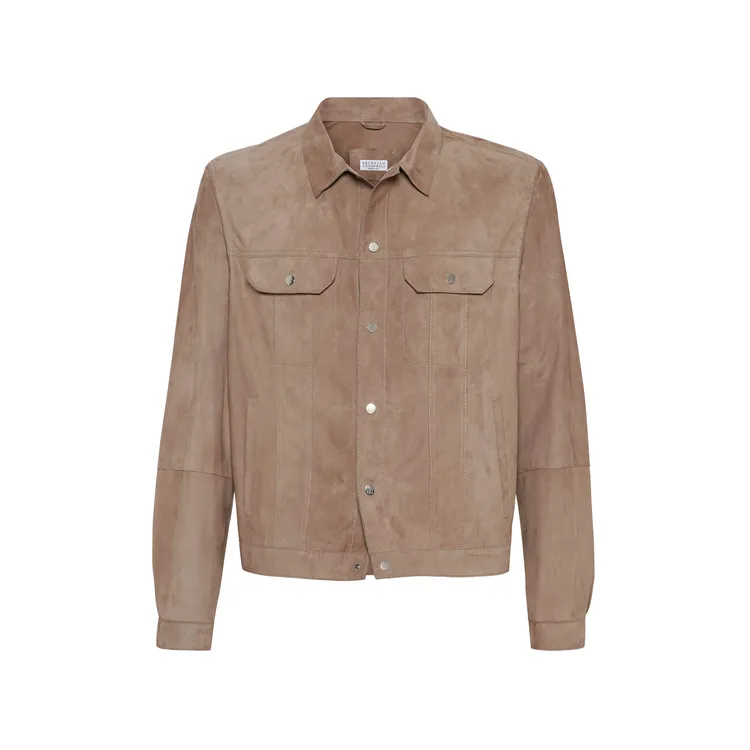Brunello Cucinelli淺棕色麂皮襯衫領夾克，29萬1200元。品牌提供