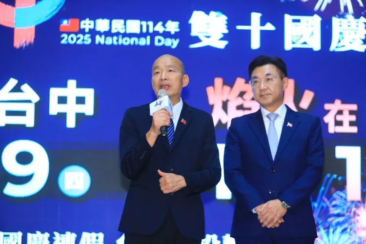 立法院長韓國瑜、副院長江啟臣促成今年國慶兩大活動在中部舉辦。市府提供