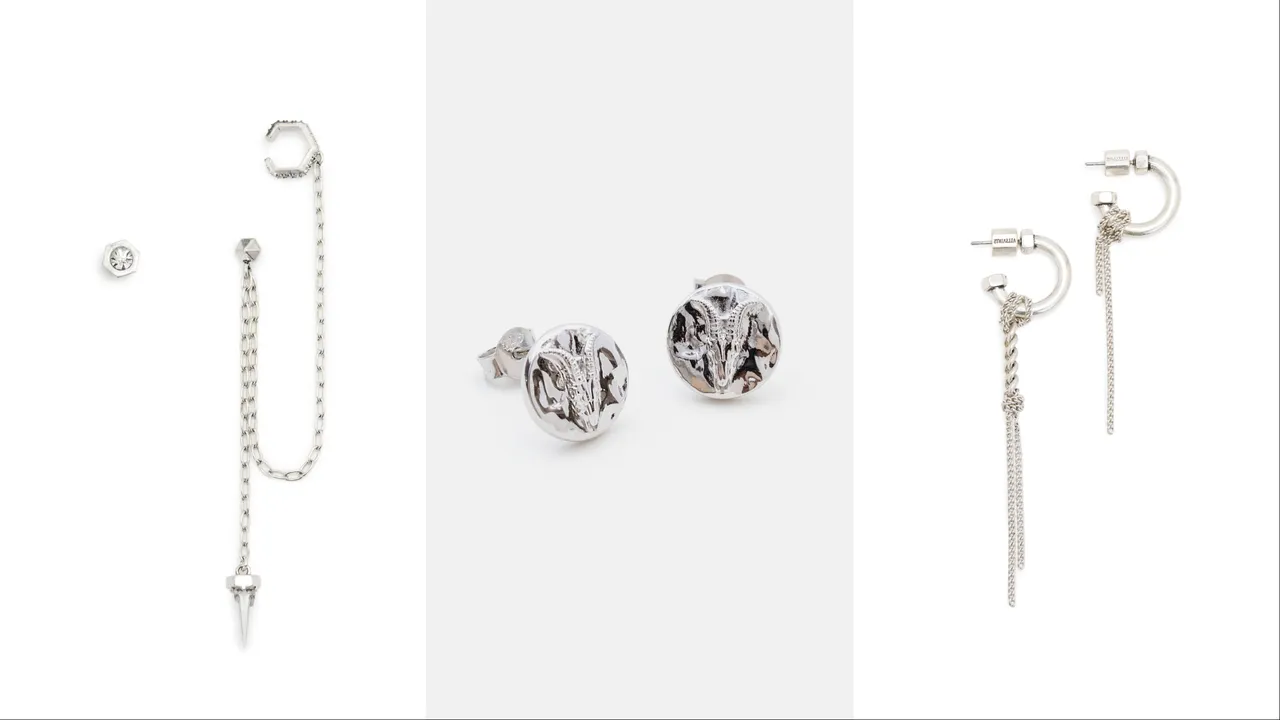 ALLSAINTS BIJOUX耳扣(左起)2800元、RILLIANTE RAMSKULL耳针1880元、NIA耳环2400元。品牌提供