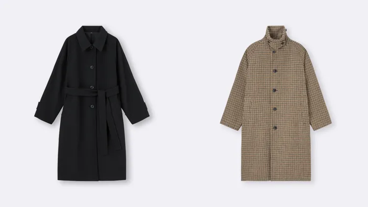 GU女裝Cozy Melton麥爾登立領大衣（左）、Cozy Melton麥爾登立領大衣（右），各1990元。品牌提供