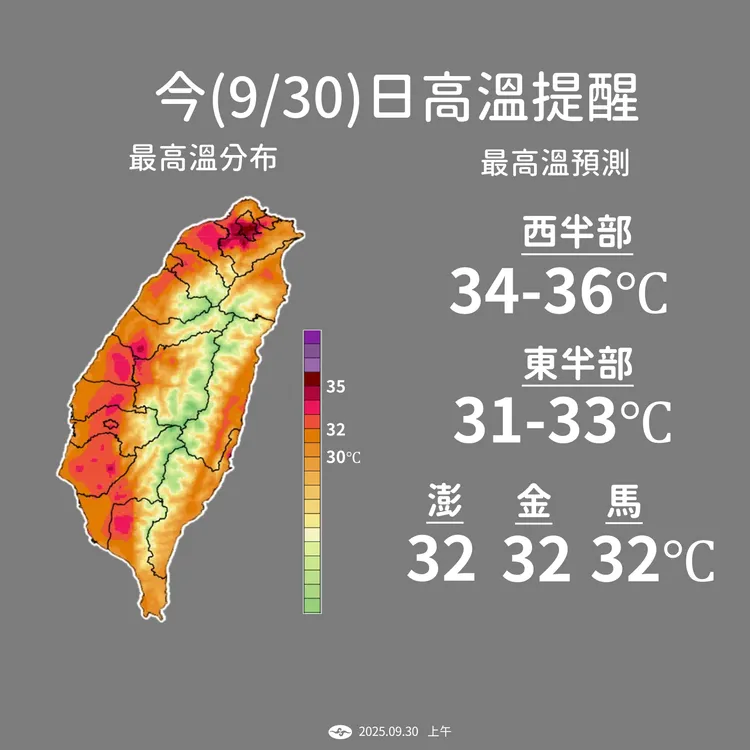 今日高溫。氣象署提供