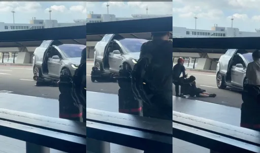 桃機航警抓白牌車!朝特斯拉開8槍 香港女乘客慘甩車外又被輾