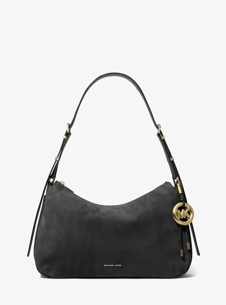 MICHAEL KORS NOLITA黑色金釦中型肩背包，1萬2800元。品牌提供