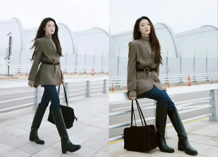 葉舒華運用黑色腰帶勾出逆天好比例。翻攝i-dle IG