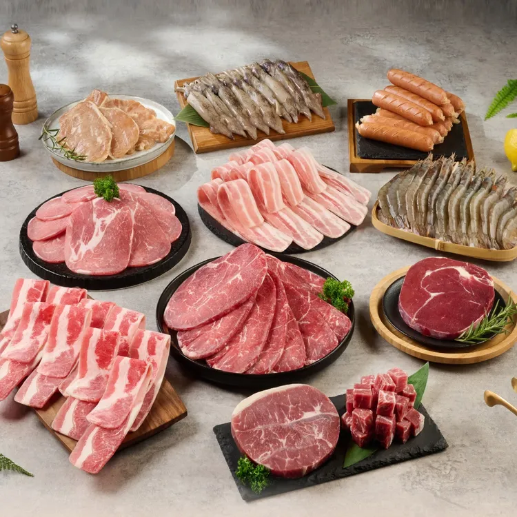 100盎司重磅燒肉組總重近3公斤、2000元有找，多達11款肉品可供6人開烤。王品集團提供