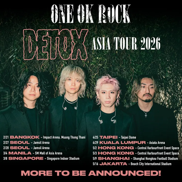 ONE OK ROCK今宣布2026年亞洲新巡演，選在4月25日出道日站上台北大巨蛋。翻攝ONE OK ROCK IG