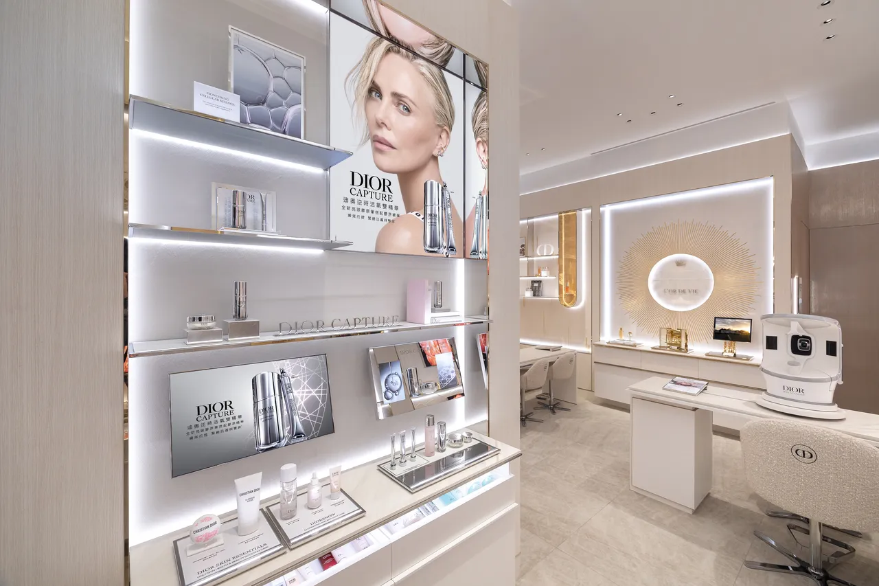DIOR台北101美妆旗舰店保养区。品牌提供
