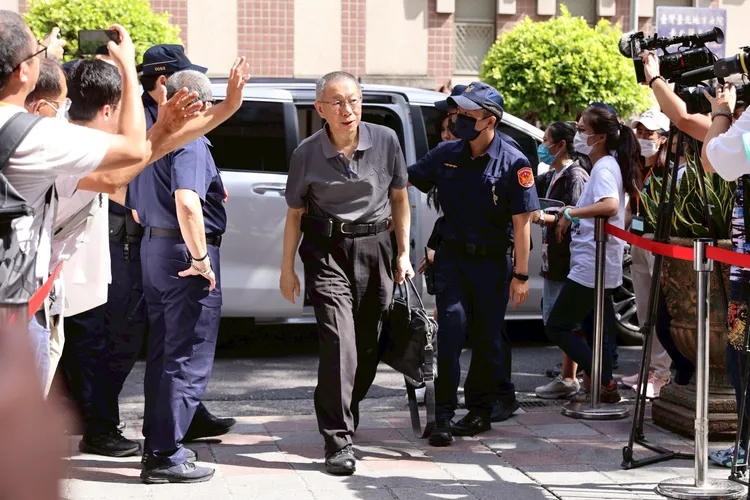 柯文哲今早現身北院出庭。彭欣偉攝