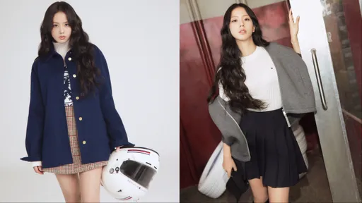 Jisoo根本TOMMY HILFIGER賽車甜心 格紋裙拎安全帽美又颯