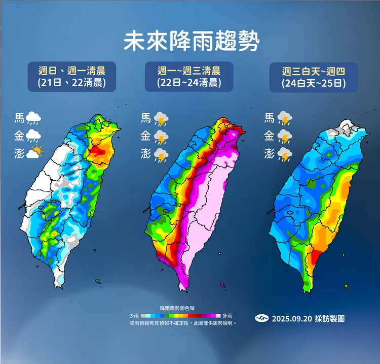 未來降雨趨勢。氣象署提供