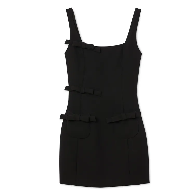 SANDRO黑色細肩蝴蝶結短洋裝，1萬2890元。品牌提供