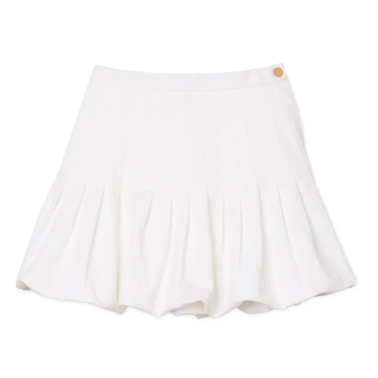 SANDRO白色百褶花苞裙，1萬590元。品牌提供