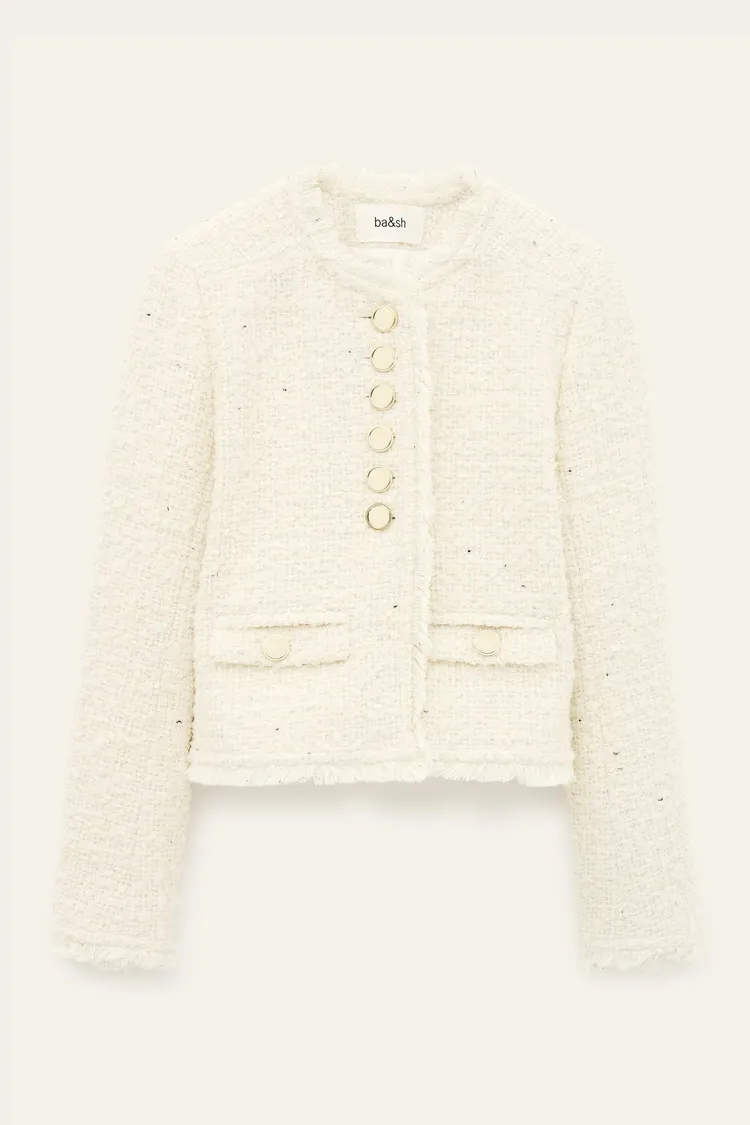 ba&sh POLL毛鬚緄邊軟呢外套，1萬4270元。品牌提供