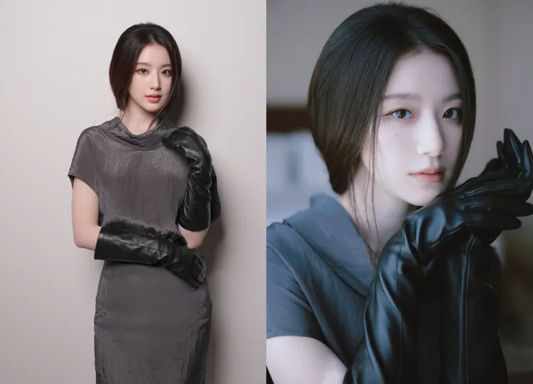 葉舒華本月在COS秀場上穿著灰色壓皺套裝。品牌提供