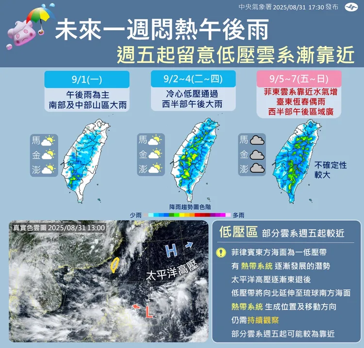 天氣提醒。中央氣象署提供