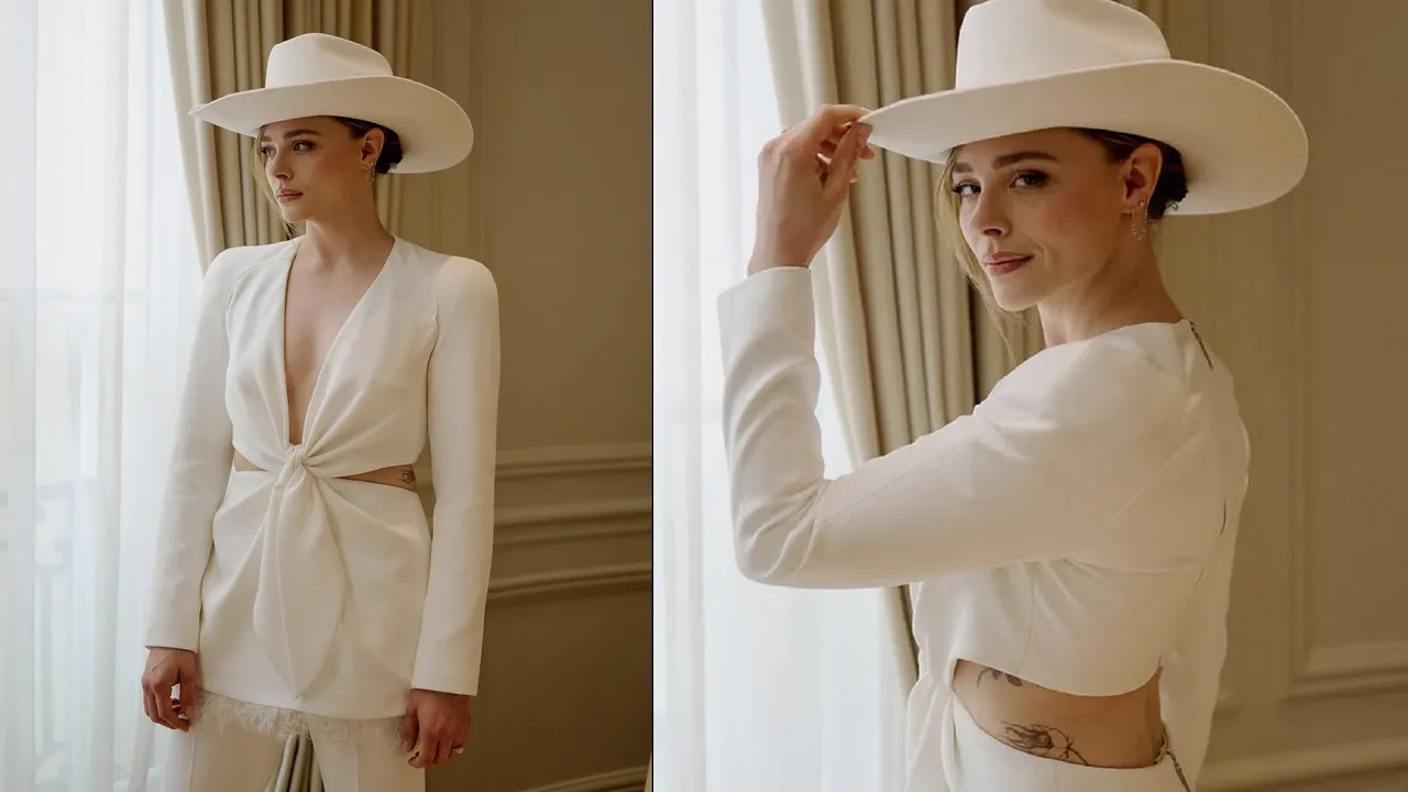 克萝伊摩蕾兹After Party换上帅气裤装。翻摄Chloë Grace Moretz IG、Louis Vuitton IG