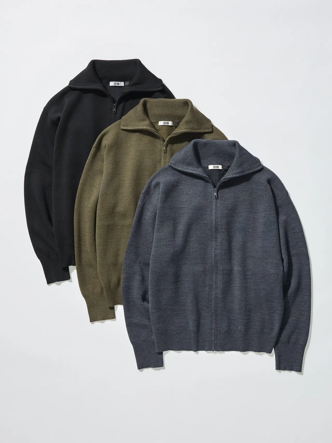 Uniqlo U系列男女适穿双面织纹拉链外套,各1990元。品牌提供