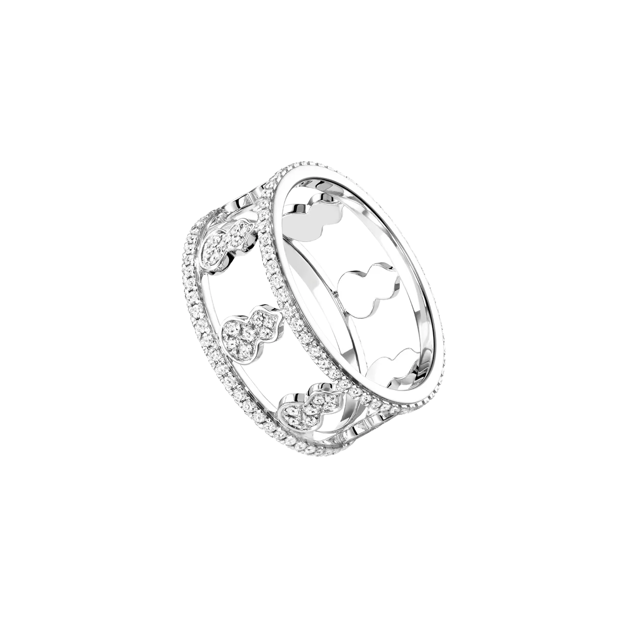 Qeelin Wulu Eternity 18K 白金全钻小八福戒指,22万5500元。品牌提供