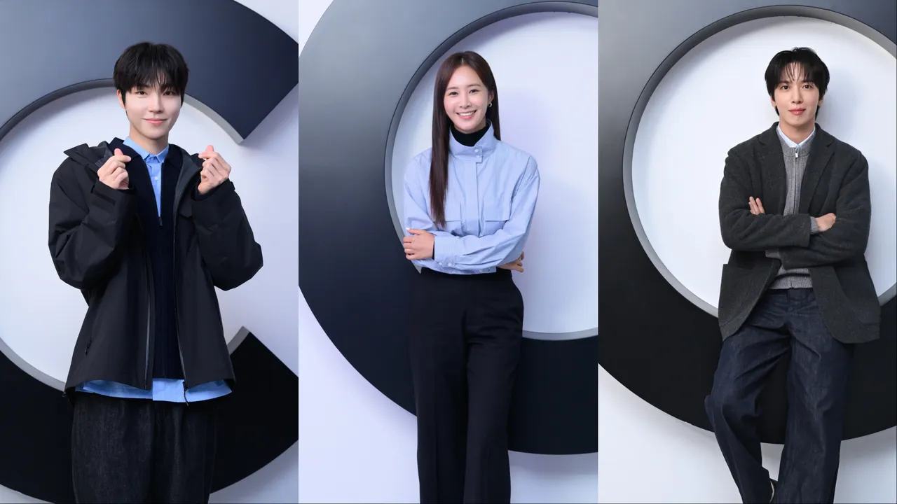 黃寅燁(左起)、俞利、鄭容和現身UNIQLO:C韓國發布會。品牌提供