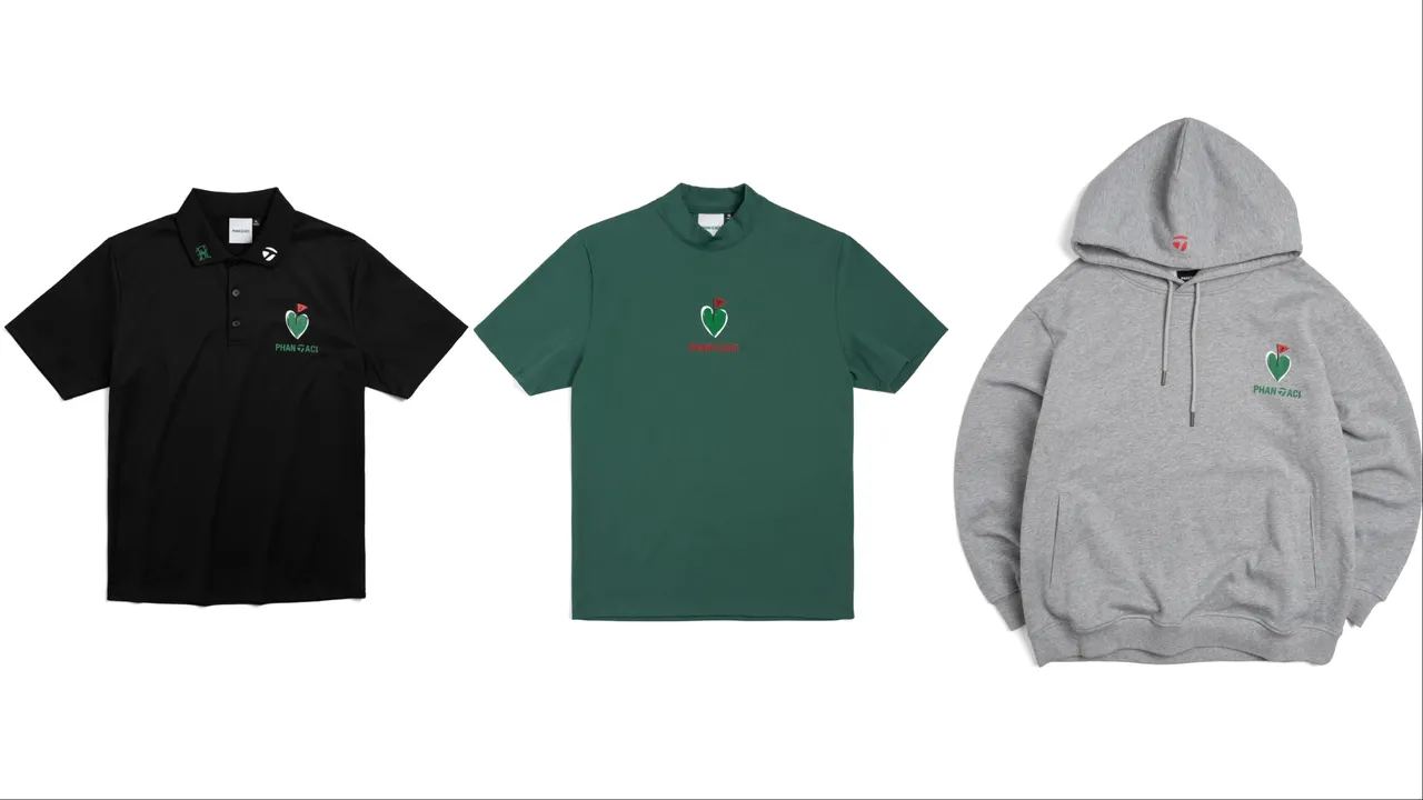 PHANTACi X TaylorMade Polo Shirt(左起)4280元、Mock Neck Tee 2580元、Hoodie 4680元。品牌提供
