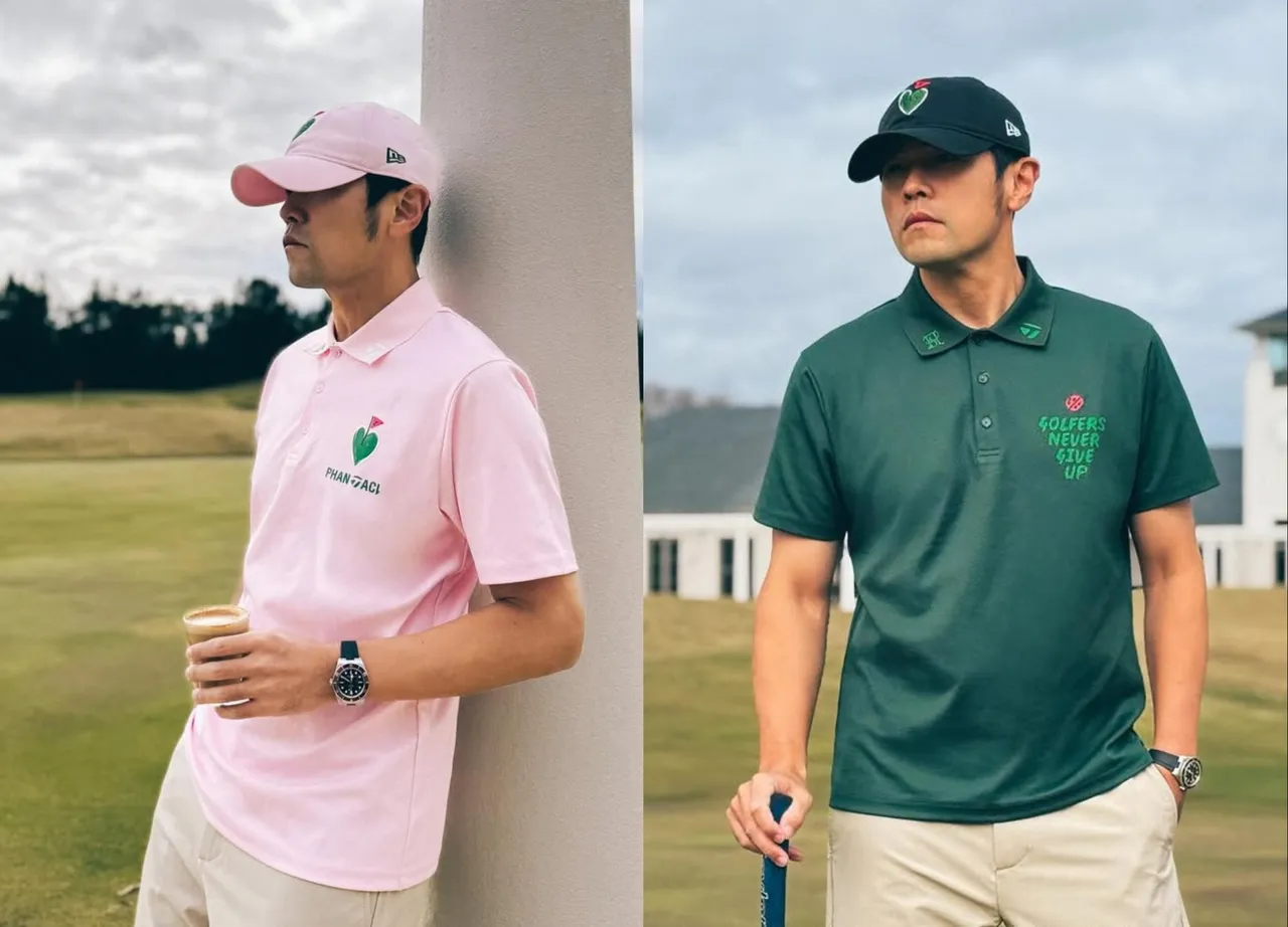 周杰伦换上粉色、绿色的Polo衫。翻摄周杰伦IG