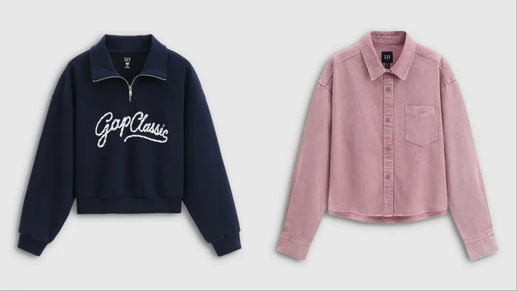 Gap Logo刺繡翻領大學T（左）1699元、Logo純棉刺繡翻領長袖襯衫（右）1999元。品牌提供