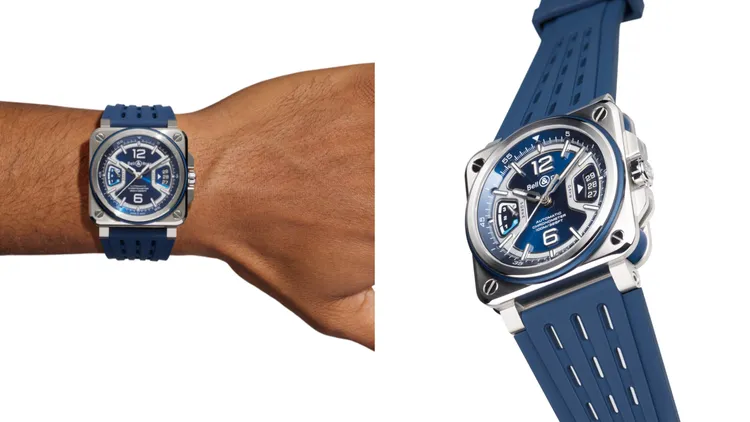 Bell & Ross BR-X3 Blue Steel，41mm，精鋼錶殼，銀色金屬與藍色飾紋錶盤，藍色陽極氧化鋁錶圈環，BR-CAL.323自動機芯，動力儲存約70小時，24萬元。品牌提供