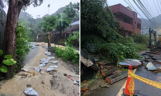 台中雷雨成灾!道路变泥流 民宅围墙、路树倒塌酿1伤