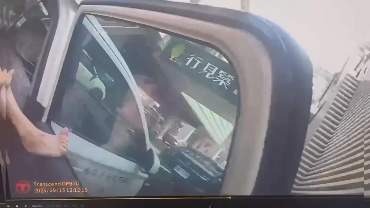 警方取缔假车牌,女子激烈反抗,造成3名员警皮肉伤。翻摄画面