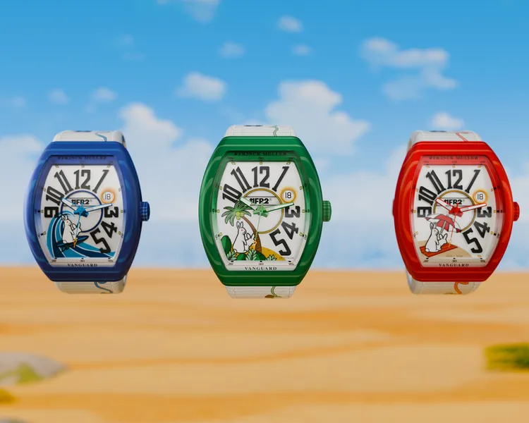 FRANCK MULLER再度與潮流品牌#FR2攜手，推出全新聯名之作#FR2NCK MULLER Vanguard Beach限量腕錶。品牌提供
