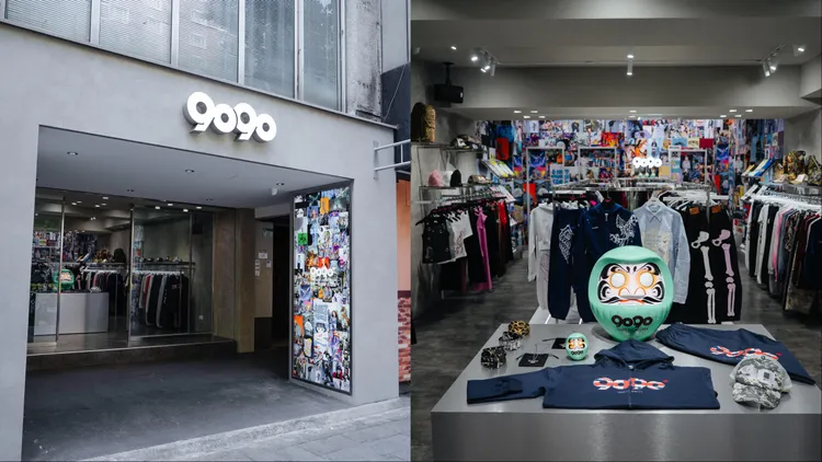 9090位於中山商圈的旗艦店可以看到鋪滿品牌歷年設計與造型拼貼。品牌提供