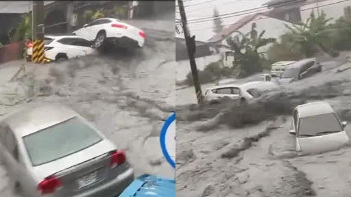 馬太鞍溪堰塞湖溢流2人失聯 黑流肆虐市區!轎車慘變廢鐵堆疊