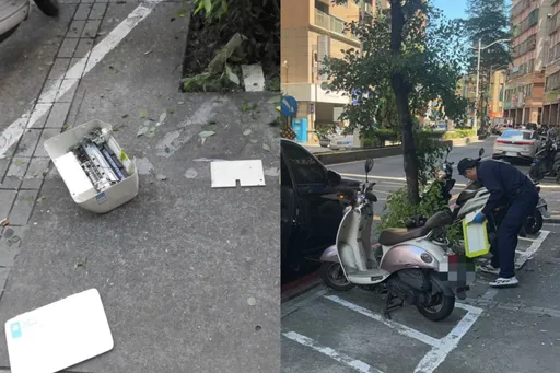 碰!印表機從天降砸中機車墜毀人行道 新北街頭驚悚一瞬間曝