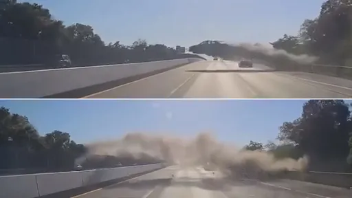 影片|70歲阿伯開車「飛越高速公路6車道」 目擊駕駛:宛如流星