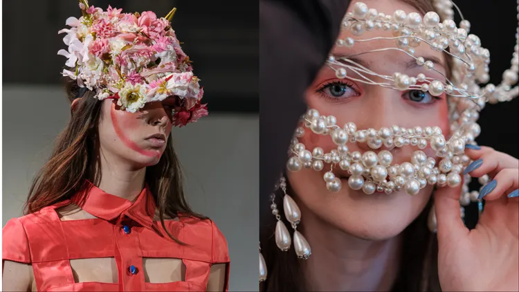 模特戴上各式面具。品牌提供