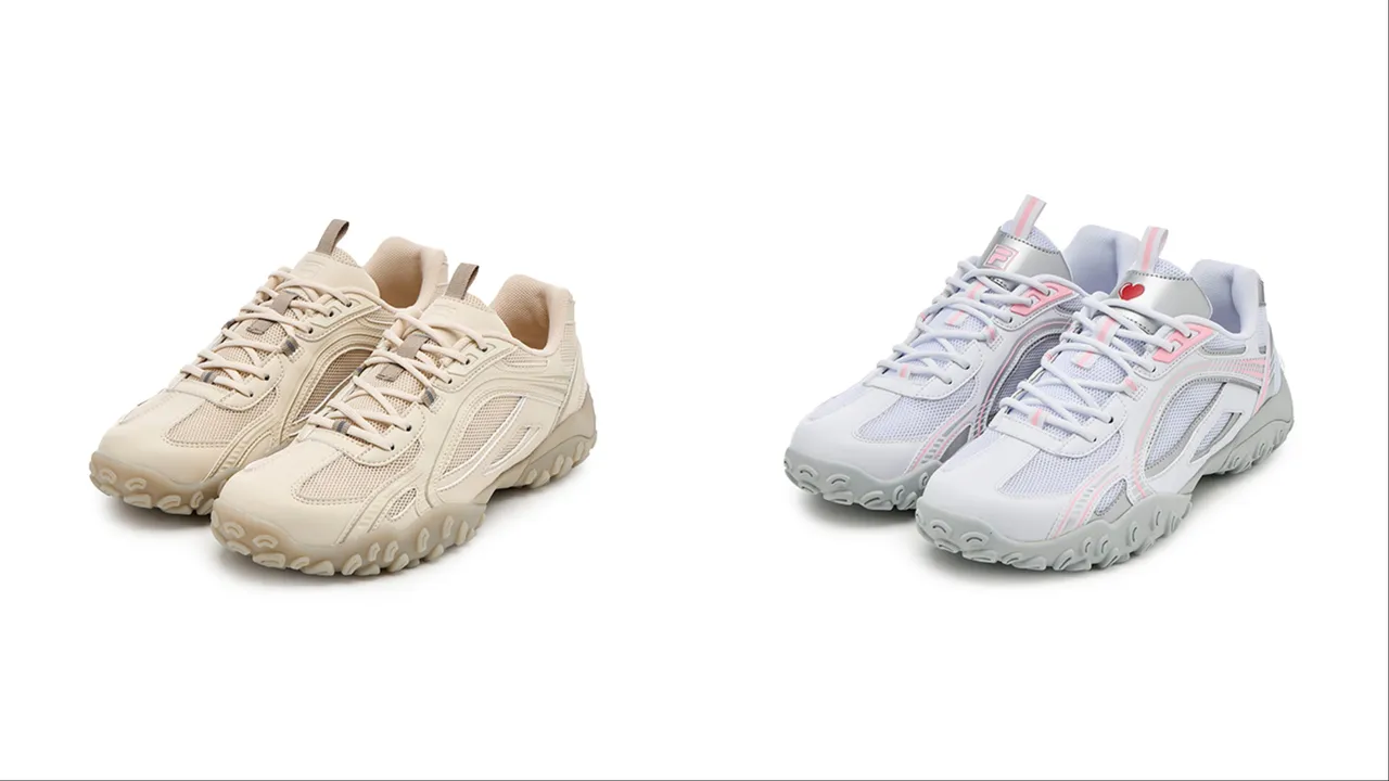 FILA ECHAPPE VANILLA CREAM运动鞋(左)、HONEY运动鞋(右),各3980元。品牌提供