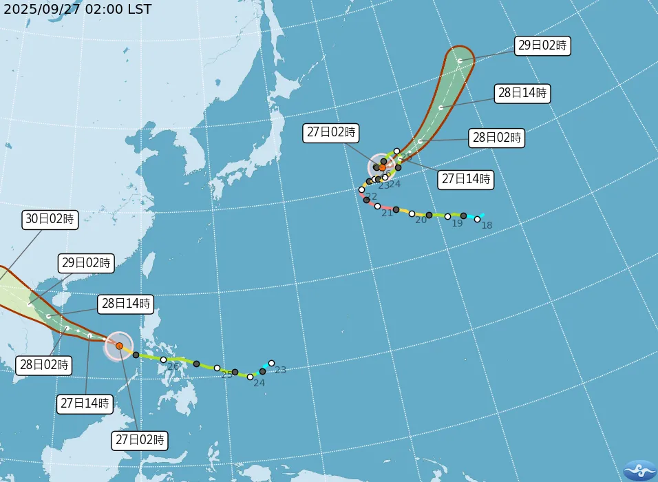最新台风路径预报。中央气象署