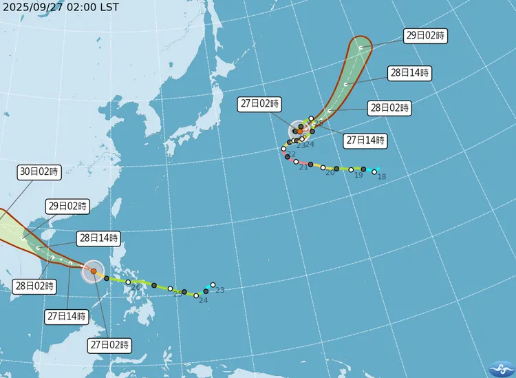 最新颱風路徑預報。中央氣象署