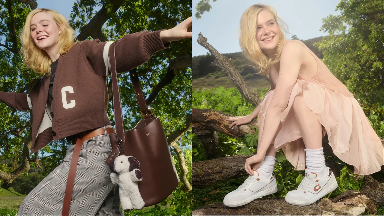 Elle Fanning拍摄COACH秋冬广告。品牌提供