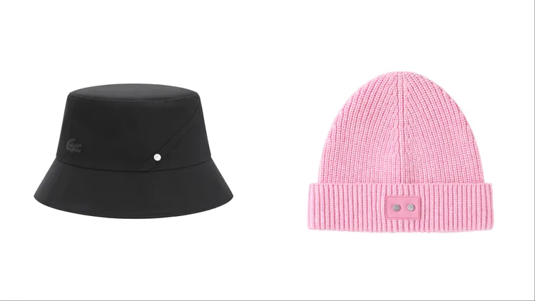 「LACOSTE from yibo」2025秋冬聯名系列漁夫帽（左）2280元、針織帽（右）2880元。品牌提供